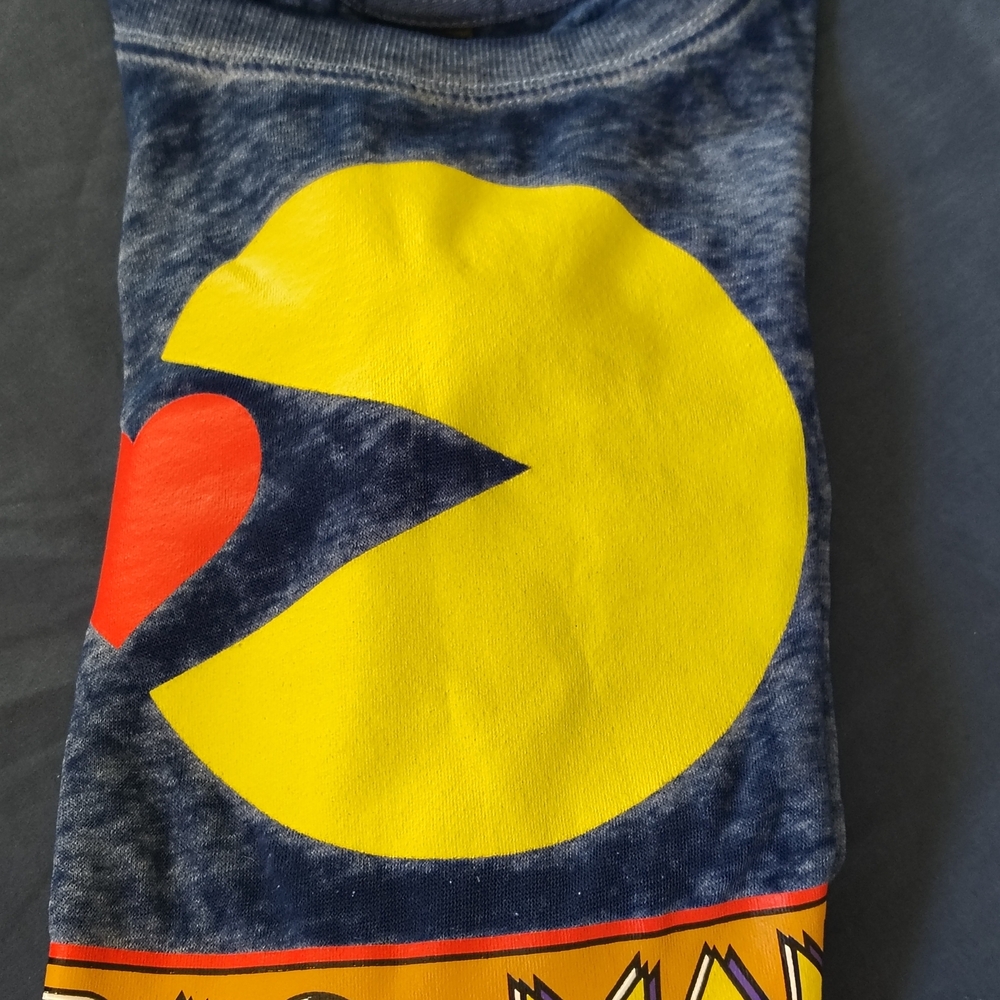 Pac-Man Graphic Long Sleeve Tee - Navy Blue & Yellow